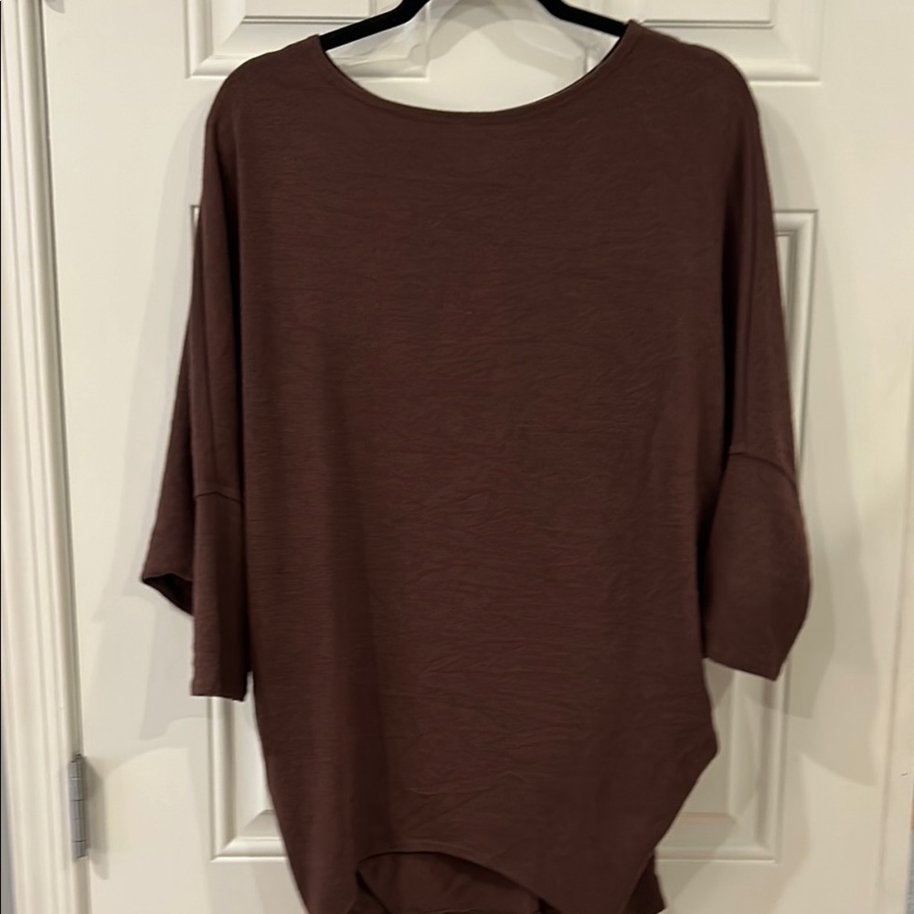 Jolie Burgundy Brown Oversized Tunic Top NWT